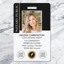 Elegant Notary Public Photo QR Black Gold