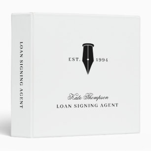 Elegant Notary Public Signing Agent Black Logo 3 Ring Binder