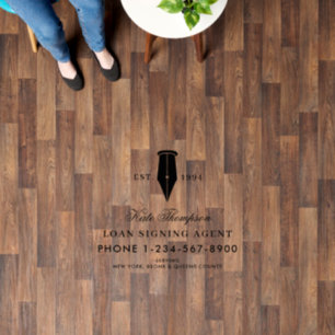 Elegant Notary Public Signing Agent Black Logo Floor Decals