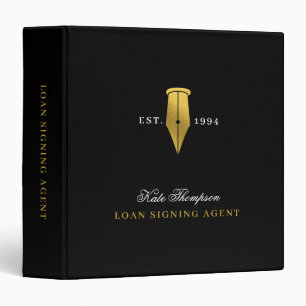 Elegant Notary Public Signing Agent Gold Logo 3 Ring Binder