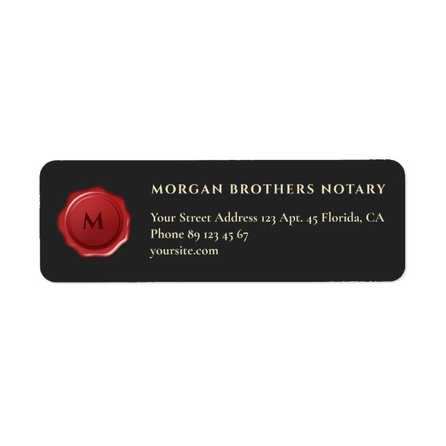 Elegant Notary Public Signing Agent Return Address Label (Front)