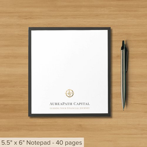 Elegant Notepad with Gold Compass Logo