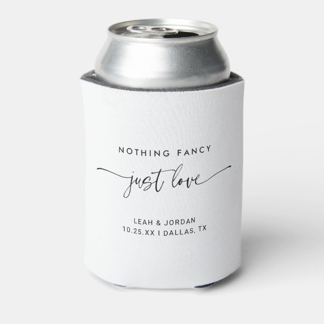 Elegant Nothing Fancy Just Love Wedding Reception  Can Cooler (Can Back)