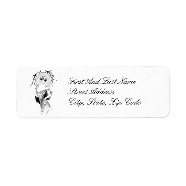 Elegant Nouveau Art Deco Vintage Woman Drawing Label (Front)