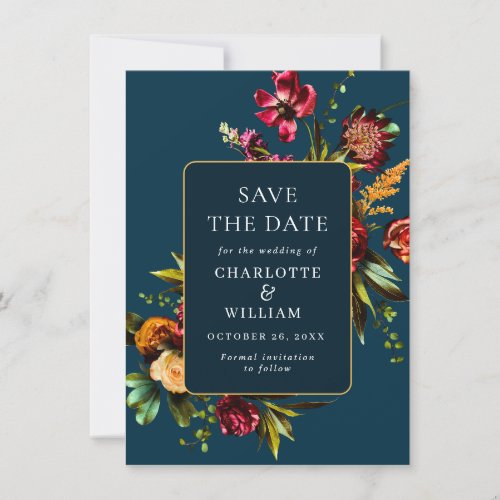 Elegant Nouveau Garden Flowers Wedding Save The Date