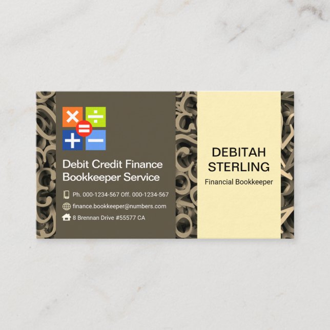 Elegant Number Borders Accountant Business Card (Front)