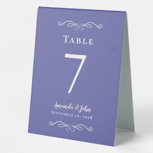 Elegant Number Wedding Calligraphy Periwinkle Blue Table Tent