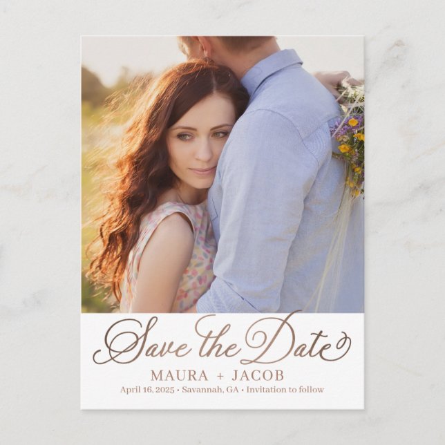 Elegant Nuptial Save The Date Postcard (Front)