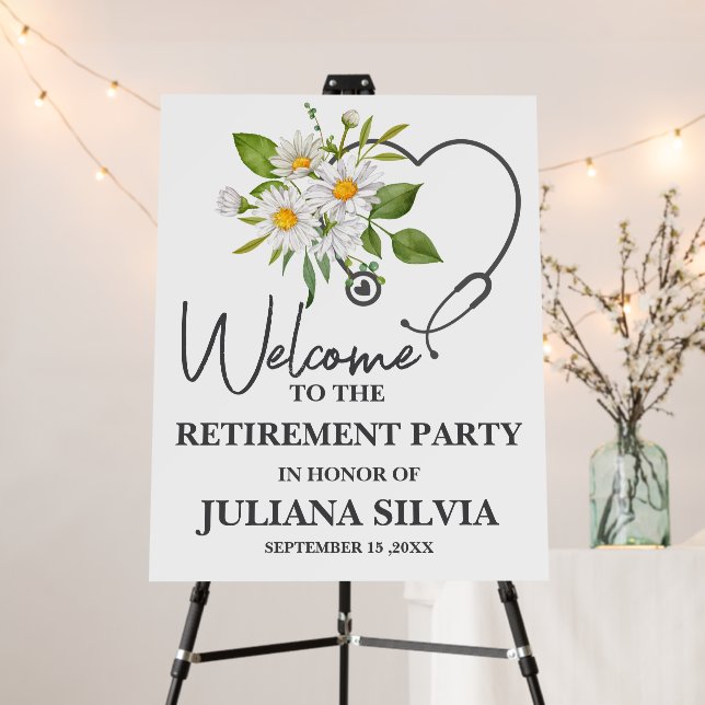 Elegant Nurse Doctor Retirement Party Welcome Sign (In Situ (Stand))