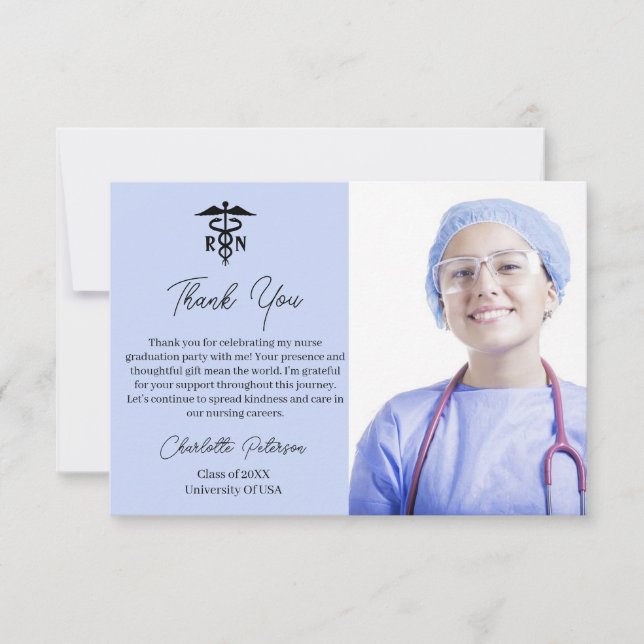 Elegant Nurse Graduation Party Thank You Card (Front)