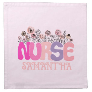 Elegant "Nurse" Typography with Vibrant Floral Cloth Napkin