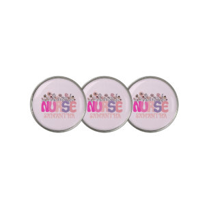 Elegant "Nurse" Typography with Vibrant Floral Golf Ball Marker