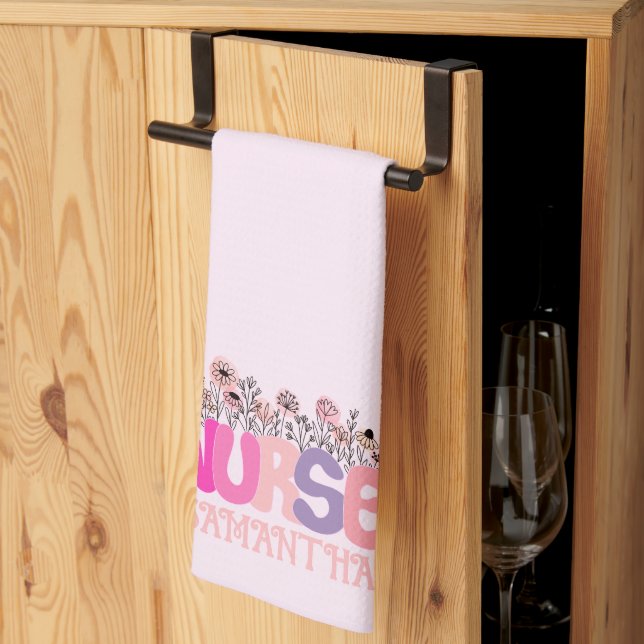 Elegant "Nurse" Typography with Vibrant Floral Kitchen Towel (Thirds Fold)