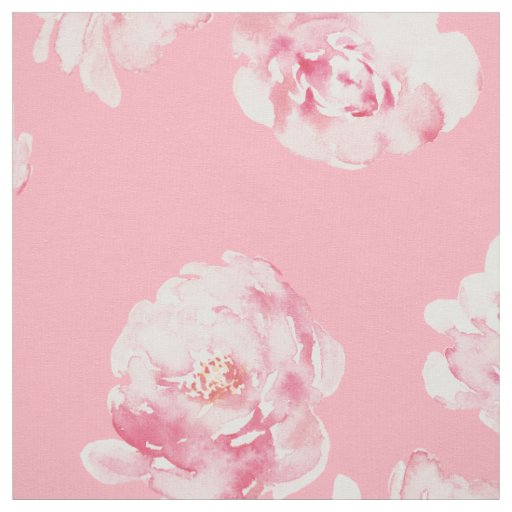 Elegant Nursery Pink Watercolor Floral Pattern Fabric