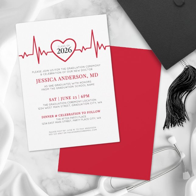 Elegant Nursing Doctor Medical School Graduation Invitation (Elegant Nursing Doctor Medical School Graduation Invitation)