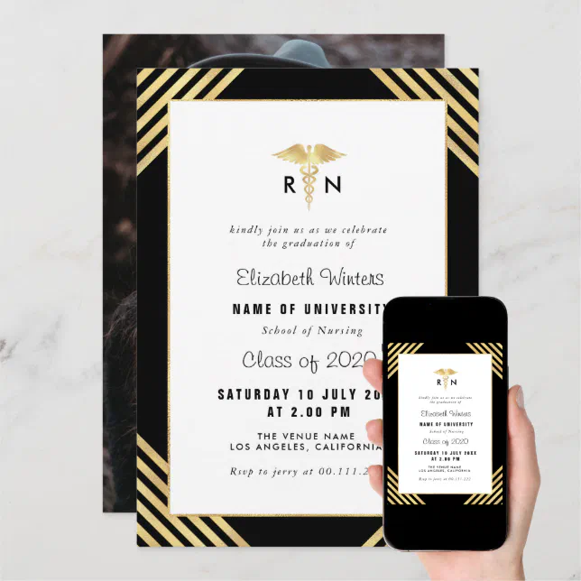 Elegant nursing graduation party invitation Zazzle