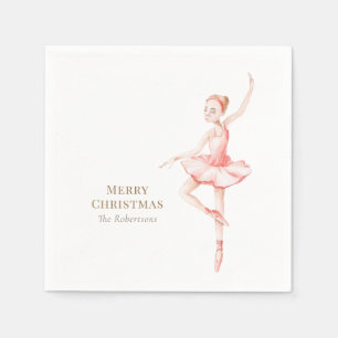 Elegant Nutcracker Ballerina Christmas Napkins