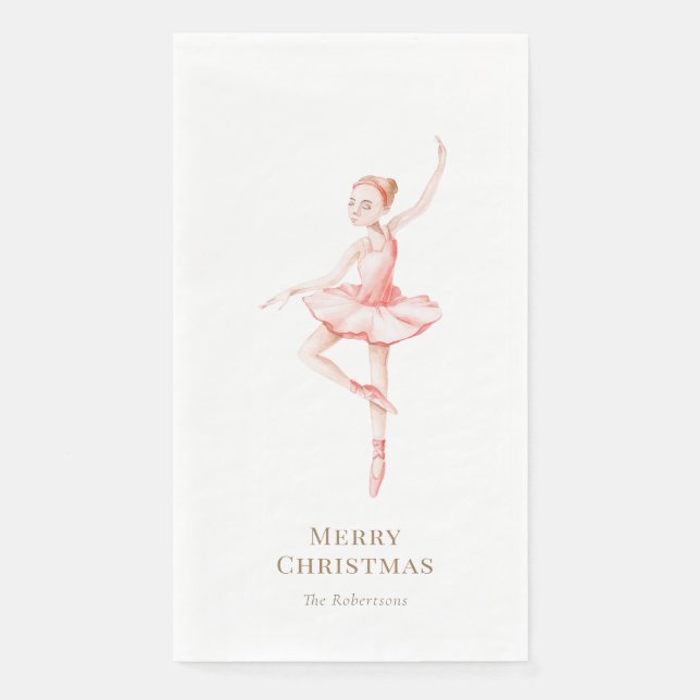 Elegant Nutcracker Ballerina Christmas Paper Guest Towels (Front)