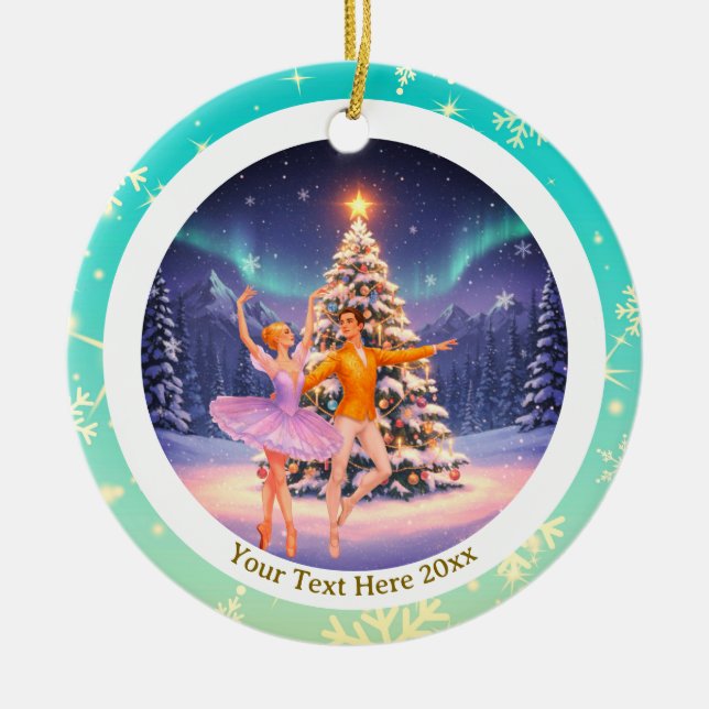 Elegant Nutcracker Ballet Christmas Ballerina Gift Ceramic Ornament (Front)