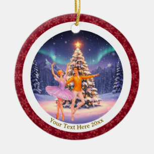 Elegant Nutcracker Ballet Christmas Ballerina Gift Ceramic Ornament