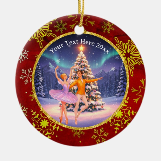 Elegant Nutcracker Ballet Christmas Ballerina Gift Ceramic Ornament (Front)