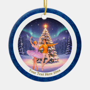 Elegant Nutcracker Ballet Christmas Ballerina Gift Ceramic Ornament