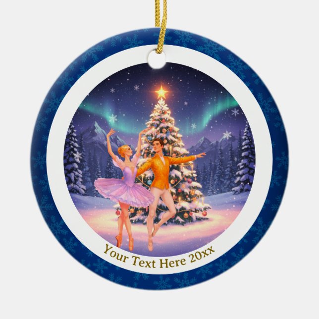 Elegant Nutcracker Ballet Christmas Ballerina Gift Ceramic Ornament (Front)