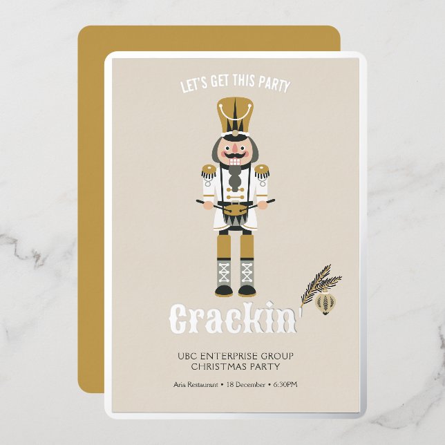 Elegant Nutcracker Christmas Holiday Party Festive Foil Invitation (Front/Back)