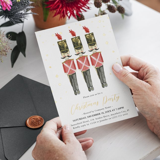 Elegant Nutcracker Christmas Holiday Party Gold Foil Invitation (Creator Uploaded)