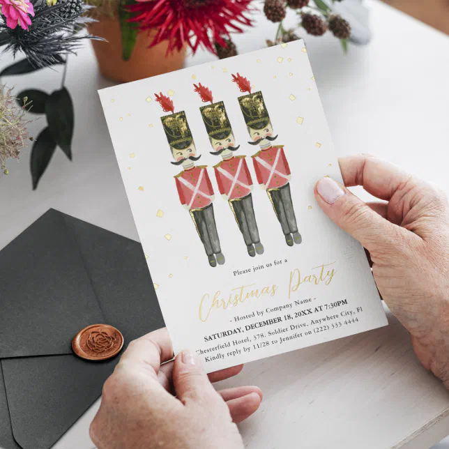 Elegant Nutcracker Christmas Holiday Party Gold Foil Invitation Zazzle