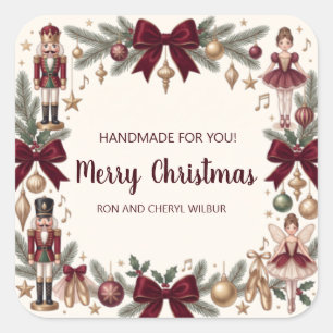 Elegant Nutcracker Christmas Holiday Party Square Sticker