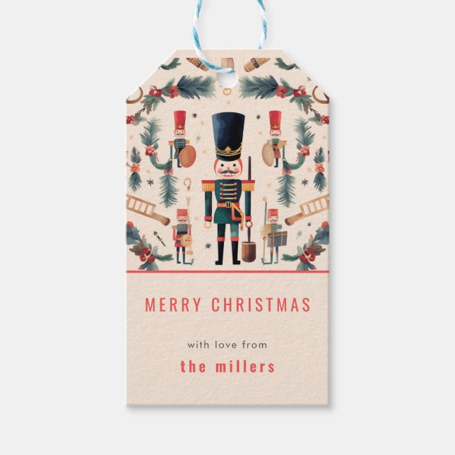 Elegant Nutcracker Modern Christmas Gift Tags (Front)