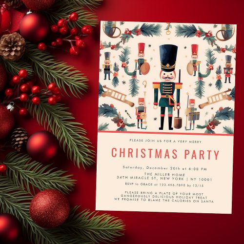 Elegant Nutcracker Modern Christmas Party Invitation