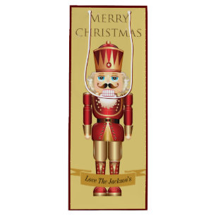 Elegant Nutcracker Toy Soldier Christmas Custom Wine Gift Bag