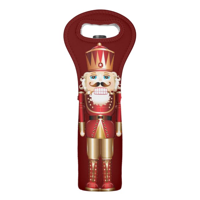 Elegant Nutcracker Toy Soldier Christmas Wine Bag (Front)
