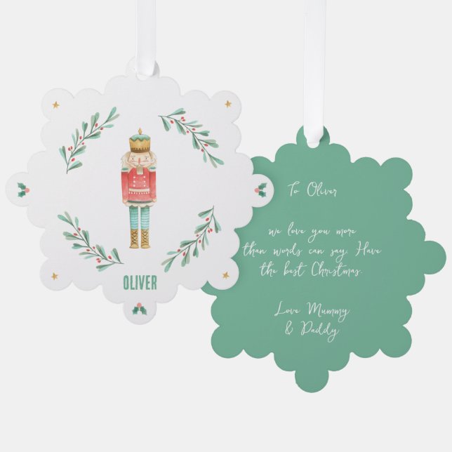 Elegant nutcracker traditional cute Christmas Ornament Card (Front/Back)