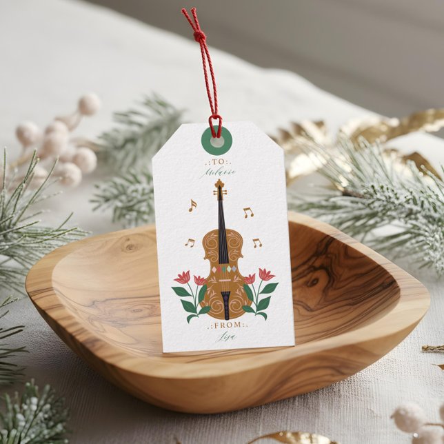 Elegant Nutcracker Violin Floral Music To & From Gift Tags (Elegant Nutcracker Violin Floral Music To & From Gift Tags)