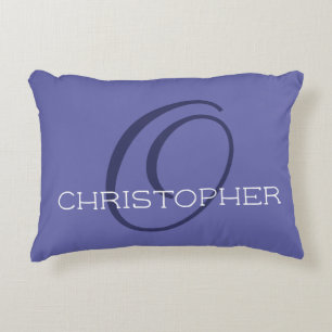 Elegant O Initial Name Periwinkle Blue Stylish  Accent Pillow