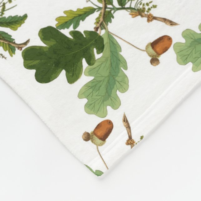 Elegant Oak Leaf and Acorn Fleece Blanket (Corner)