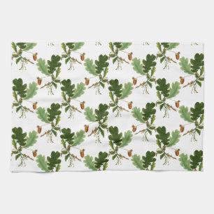 Elegant Oak Leaf and Acorn Kitchen Towel