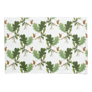 Elegant Oak Leaf and Acorn Pillow Case