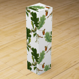 Elegant Oak Leaf and Acorn Wine Box