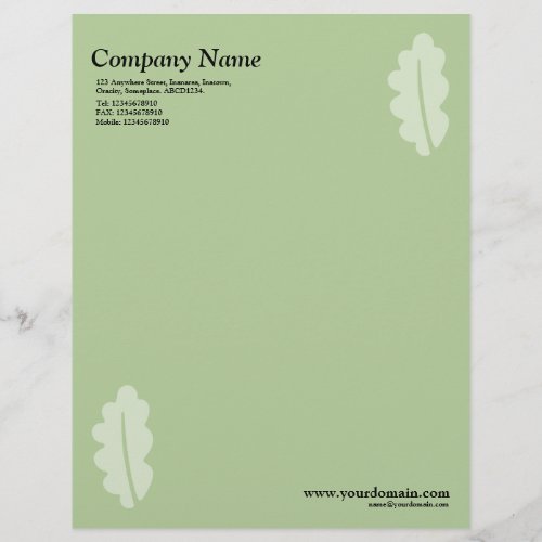 Elegant Oak Leaf _ Green Letterhead