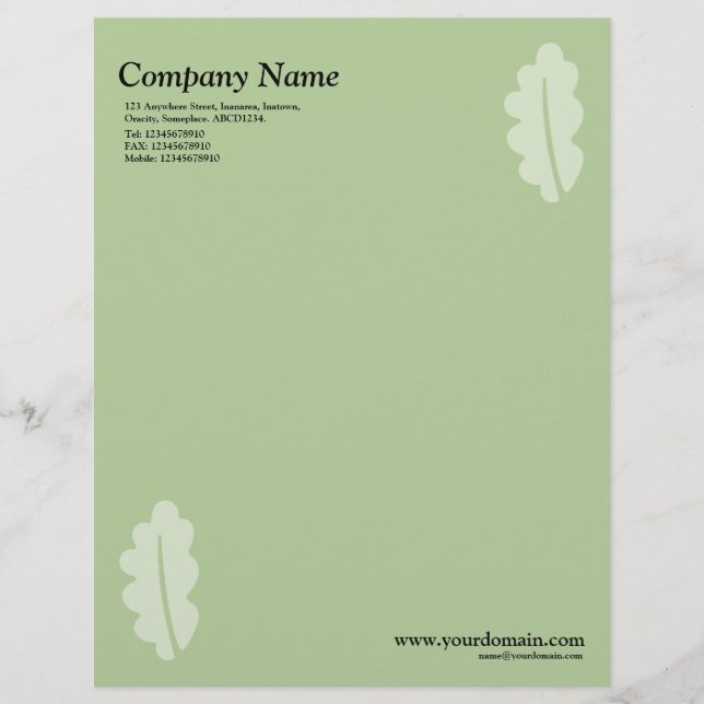 Elegant Oak Leaf - Green Letterhead (Front)