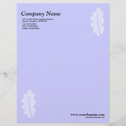 Elegant Oak Leaf _ Light Blue Letterhead