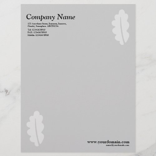 Elegant Oak Leaf _ Light Gray Letterhead