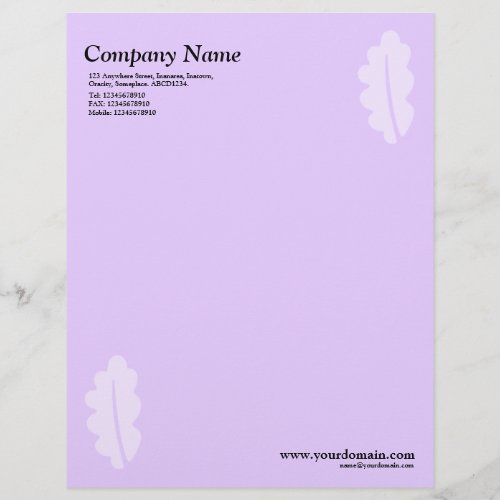 Elegant Oak Leaf _ Light Purple Letterhead