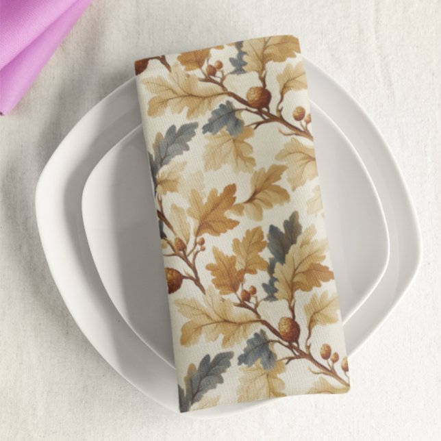 Elegant Oak Leaf & Pinecone Fall Pattern Cloth Napkin (Creator Uploaded)