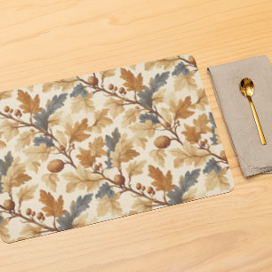 Elegant Oak Leaf & Pinecone Fall Pattern Cloth Placemat