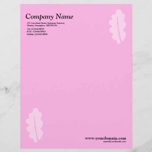 Elegant Oak Leaf _ Pink Letterhead